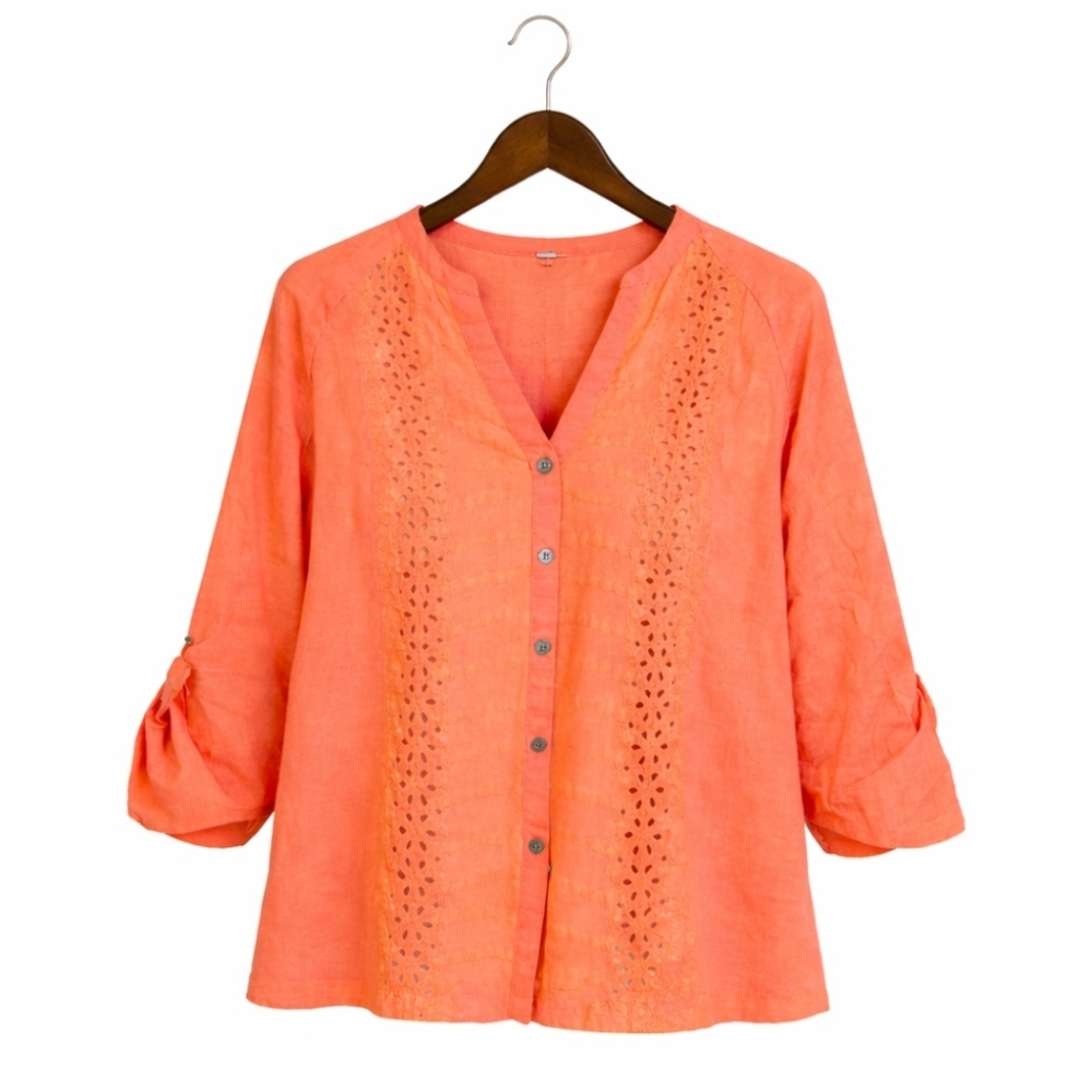 Bit and Bridle Pink/Peach Eyelet Bohemian Blouse Plus size 2X